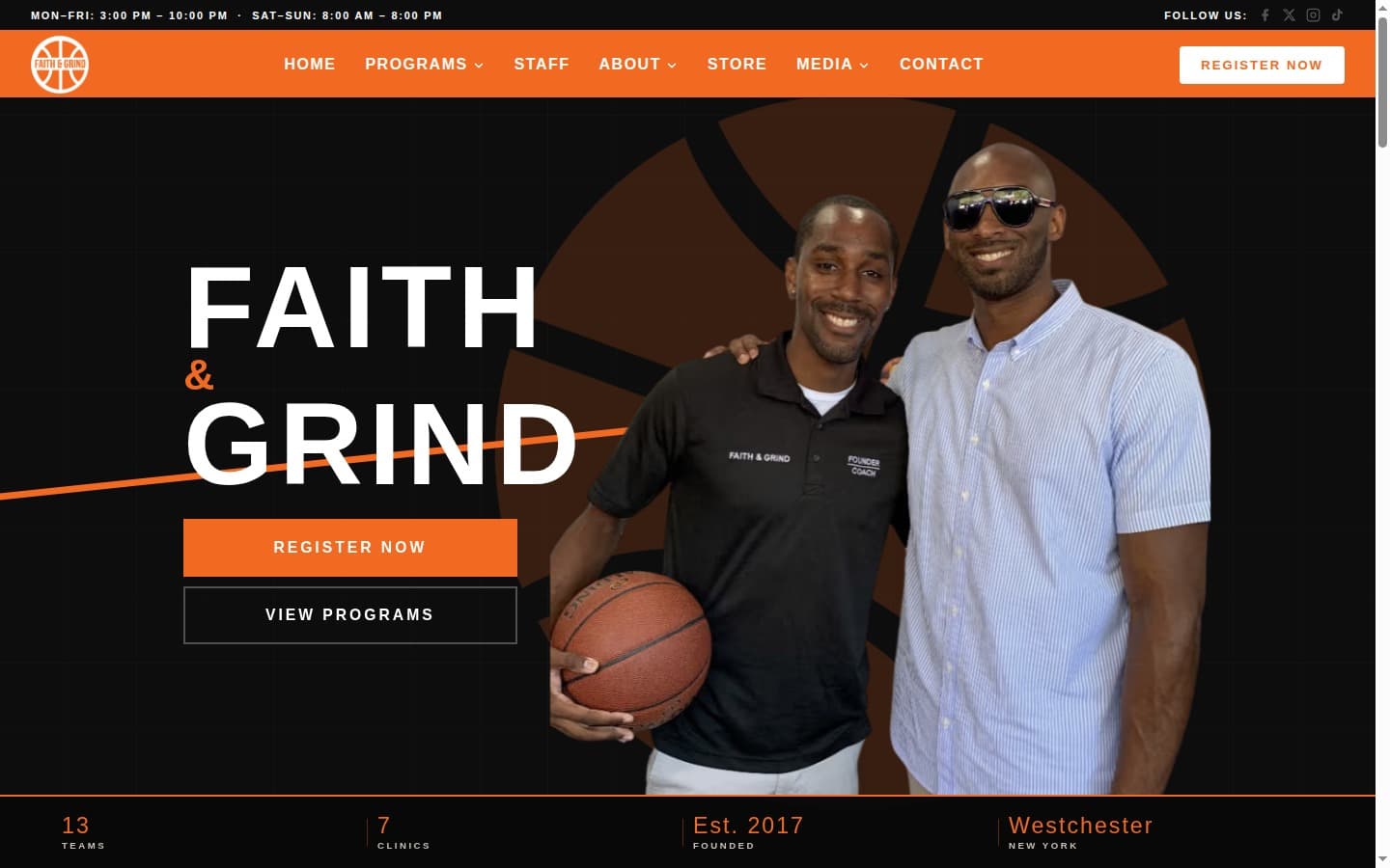 Faith & Grind Basketball website